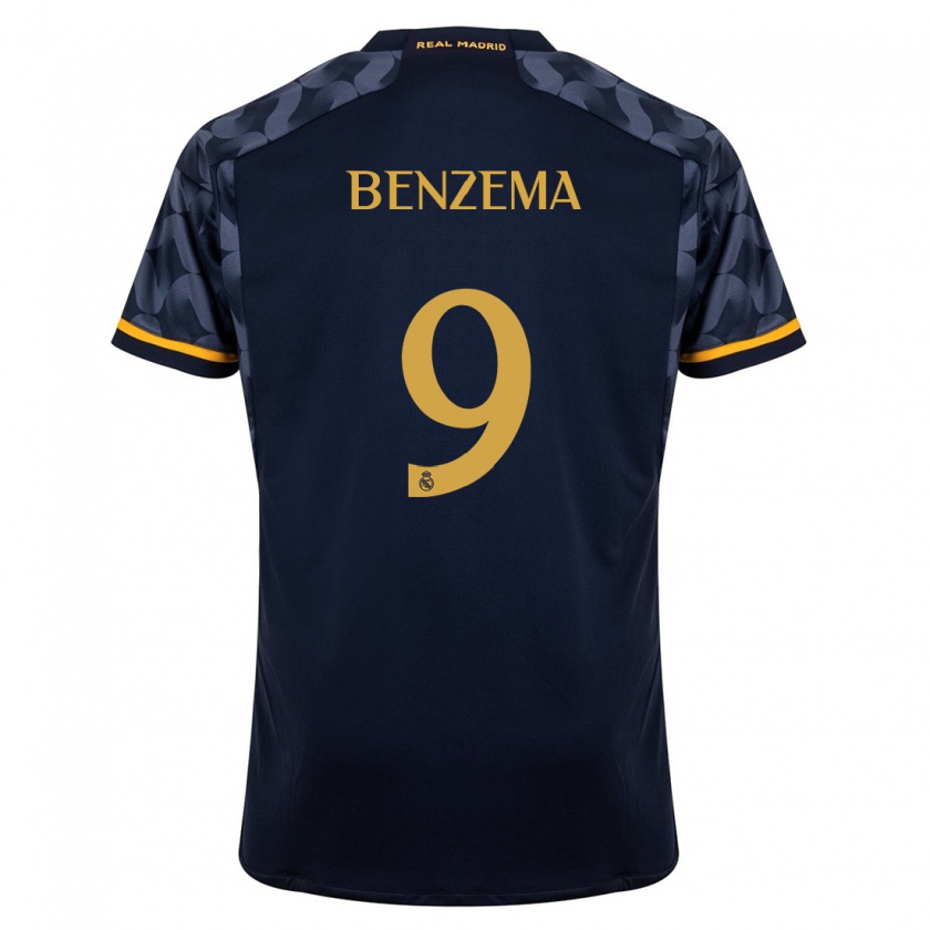 Kandiny Lapset Karim Benzema #9 Tummansininen Vieraspaita 2023/24 Lyhythihainen Paita T-Paita