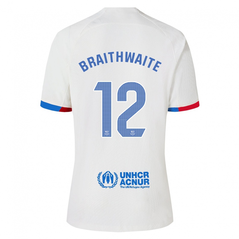 Kandiny Lapset Martin Braithwaite #12 Valkoinen Vieraspaita 2023/24 Lyhythihainen Paita T-Paita
