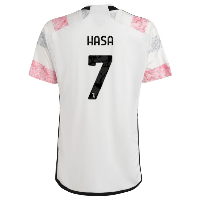Kandiny Lapset Luis Hasa #7 Valkoinen Pinkki Vieraspaita 2023/24 Lyhythihainen Paita T-Paita