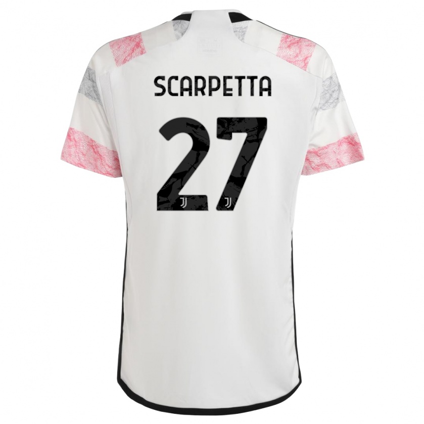 Kandiny Lapset Jacopo Scarpetta #27 Valkoinen Pinkki Vieraspaita 2023/24 Lyhythihainen Paita T-Paita