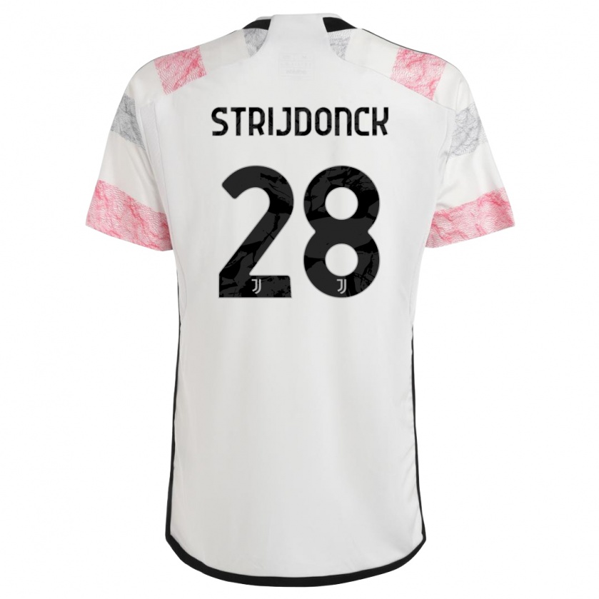 Kandiny Lapset Bayron Strijdonck #28 Valkoinen Pinkki Vieraspaita 2023/24 Lyhythihainen Paita T-Paita