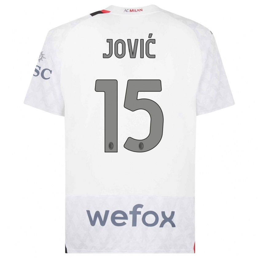 Kandiny Lapset Luka Jovic #15 Valkoinen Vieraspaita 2023/24 Lyhythihainen Paita T-Paita