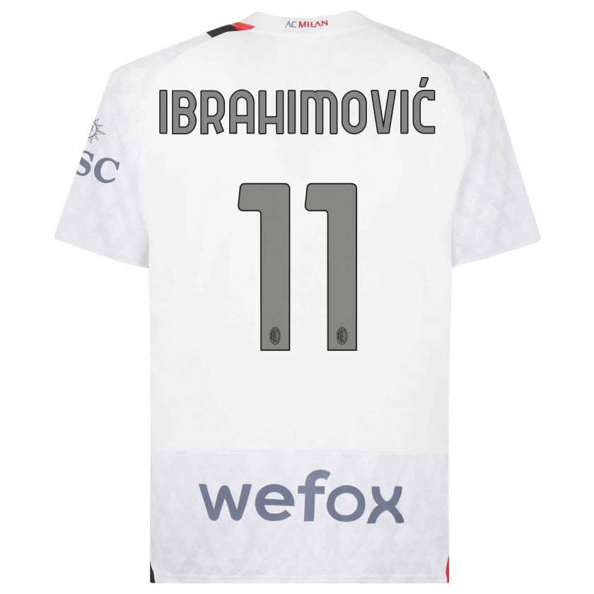 Kandiny Lapset Zlatan Ibrahimovic #11 Valkoinen Vieraspaita 2023/24 Lyhythihainen Paita T-Paita