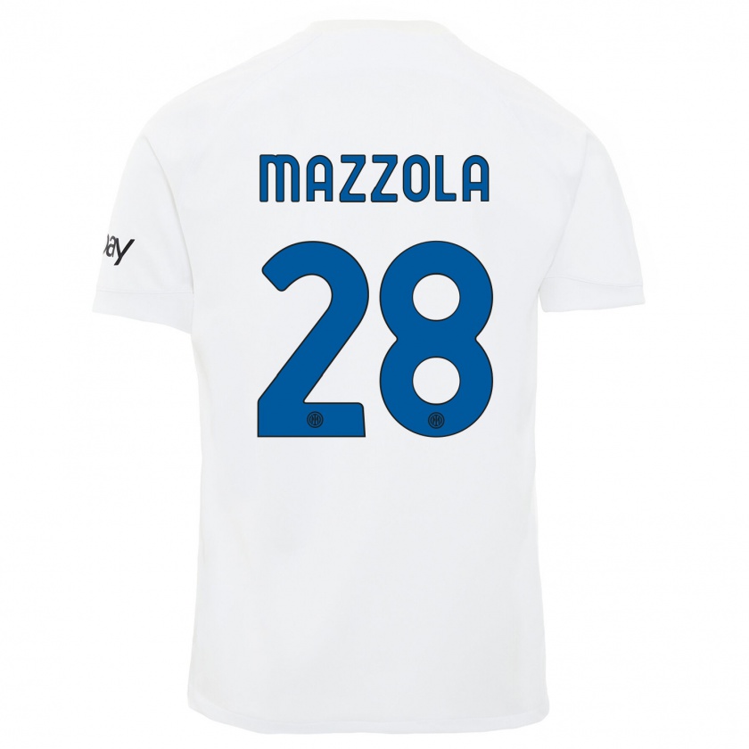 Kandiny Lapset Giuseppe Mazzola #28 Valkoinen Vieraspaita 2023/24 Lyhythihainen Paita T-Paita