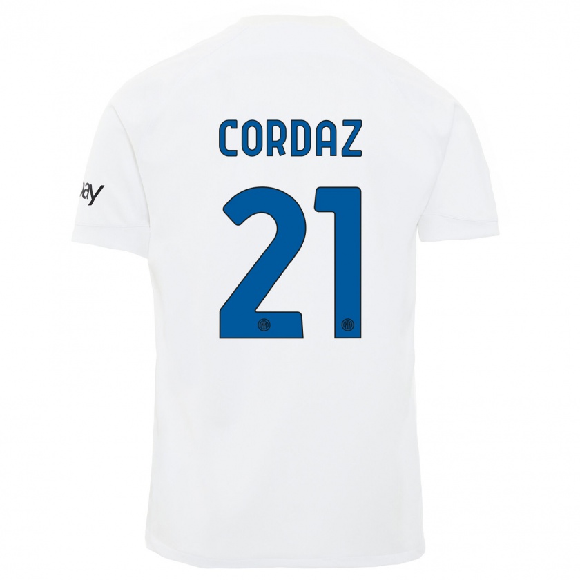 Kandiny Lapset Alex Cordaz #21 Valkoinen Vieraspaita 2023/24 Lyhythihainen Paita T-Paita