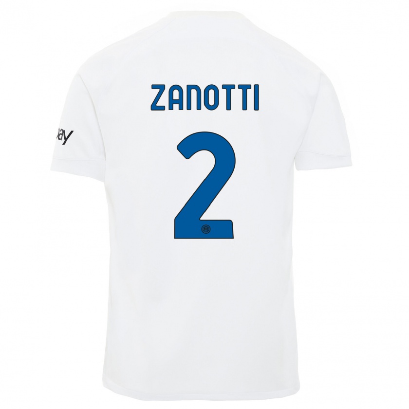 Kandiny Lapset Mattia Zanotti #2 Valkoinen Vieraspaita 2023/24 Lyhythihainen Paita T-Paita