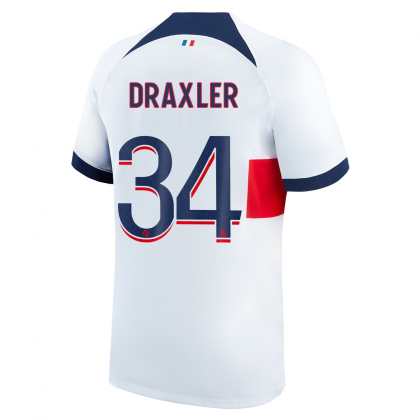 Kandiny Lapset Julian Draxler #34 Valkoinen Vieraspaita 2023/24 Lyhythihainen Paita T-Paita