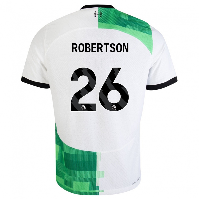 Kandiny Miesten Andrew Robertson #26 Valkoinen Vihreä Vieraspaita 2023/24 Lyhythihainen Paita T-Paita