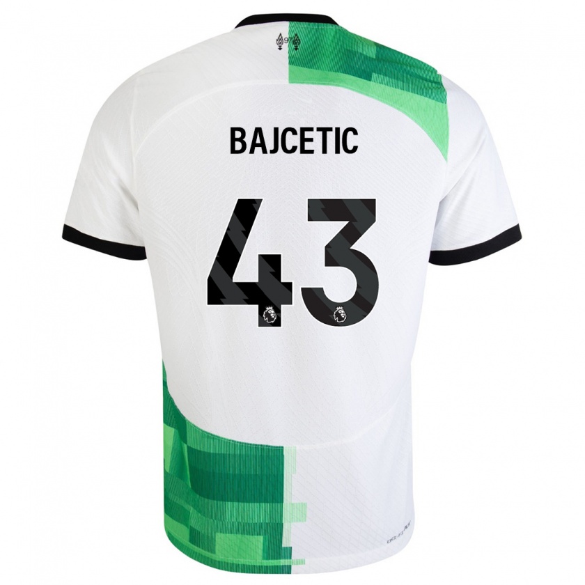 Kandiny Miesten Stefan Bajcetic #43 Valkoinen Vihreä Vieraspaita 2023/24 Lyhythihainen Paita T-Paita
