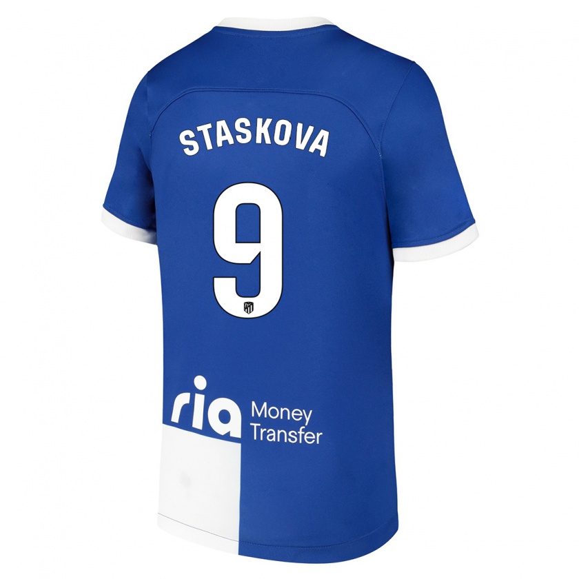 Kandiny Miesten Andrea Staskova #9 Sinivalkoinen Vieraspaita 2023/24 Lyhythihainen Paita T-Paita