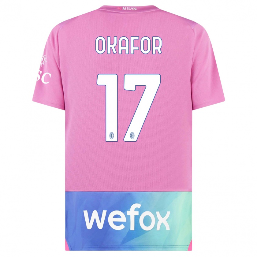 Kandiny Miesten Noah Okafor #17 Vaaleanpunainen Violetti Kolmas Sarja 2023/24 Lyhythihainen Paita T-Paita