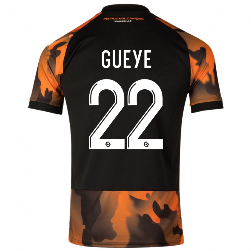 Kandiny Miesten Pape Gueye #22 Musta Oranssi Kolmas Sarja 2023/24 Lyhythihainen Paita T-Paita