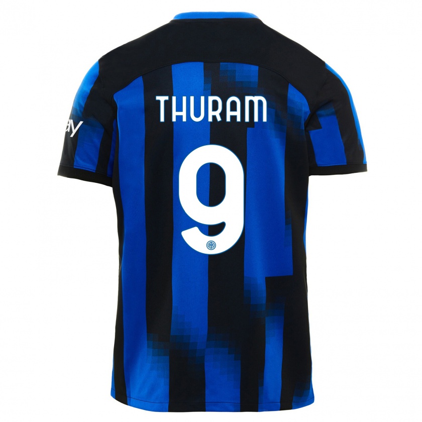 Kandiny Naisten Marcus Thuram #9 Musta Sininen Kotipaita 2023/24 Lyhythihainen Paita T-Paita