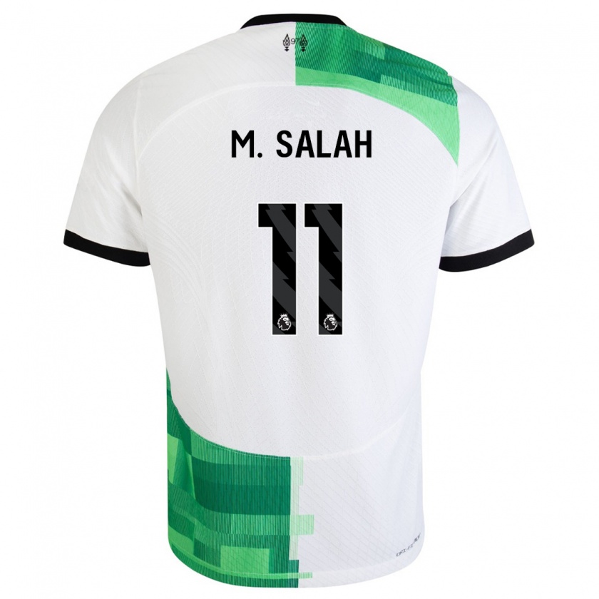 Kandiny Naisten Mohamed Salah #11 Valkoinen Vihreä Vieraspaita 2023/24 Lyhythihainen Paita T-Paita