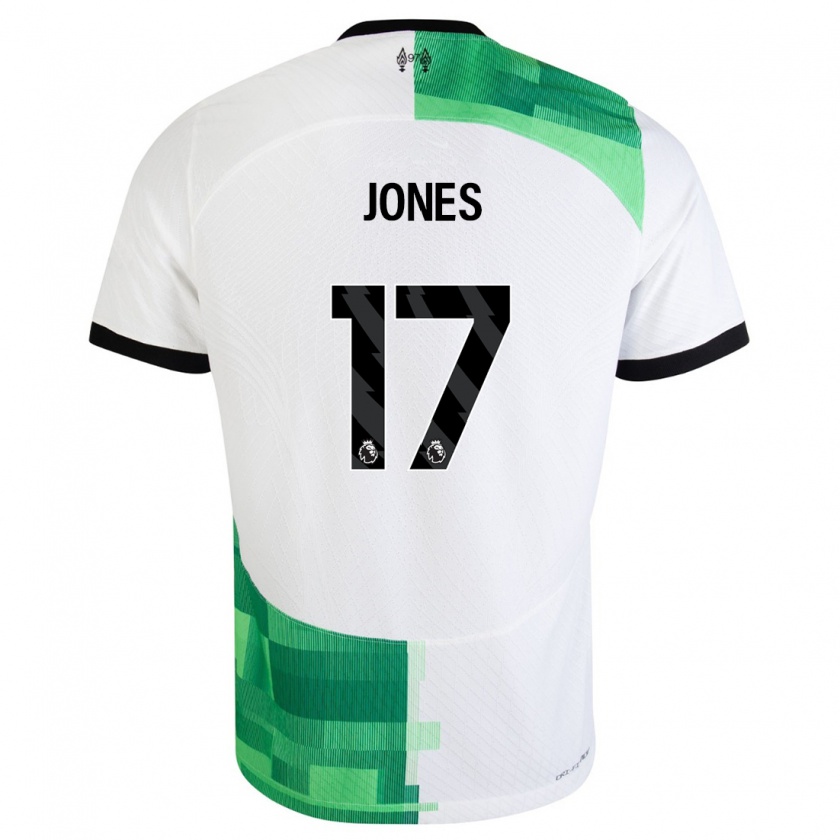 Kandiny Naisten Curtis Jones #17 Valkoinen Vihreä Vieraspaita 2023/24 Lyhythihainen Paita T-Paita