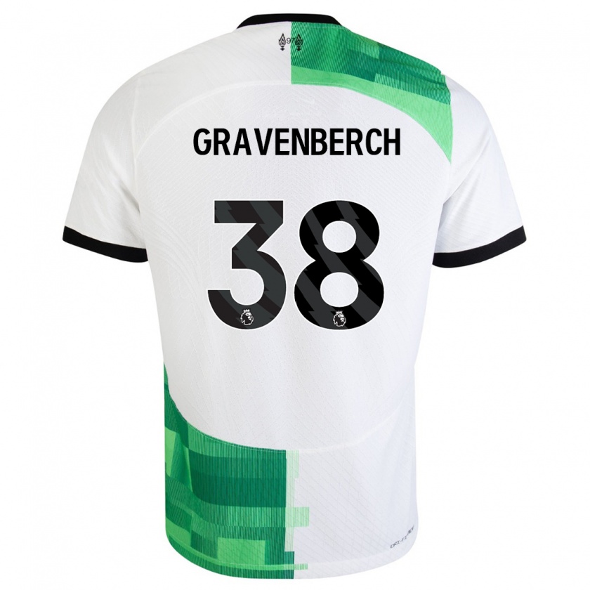 Kandiny Naisten Ryan Gravenberch #38 Valkoinen Vihreä Vieraspaita 2023/24 Lyhythihainen Paita T-Paita