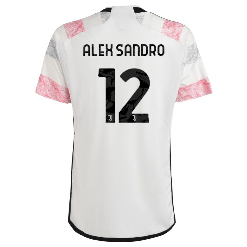 Kandiny Naisten Alex Sandro #12 Valkoinen Pinkki Vieraspaita 2023/24 Lyhythihainen Paita T-Paita