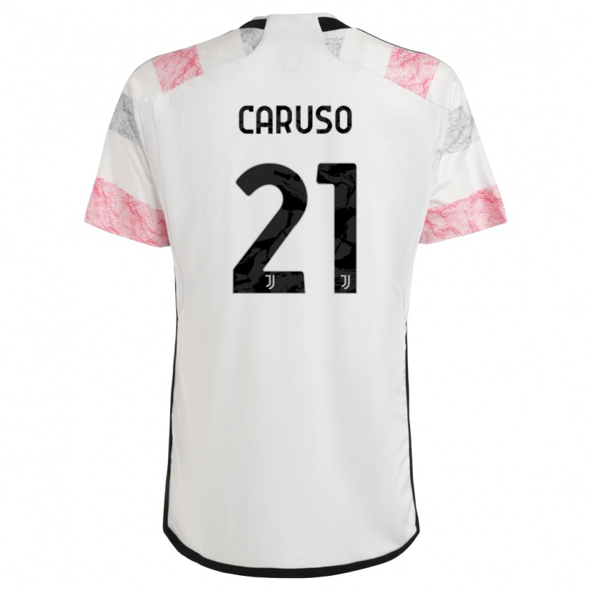 Kandiny Naisten Arianna Caruso #21 Valkoinen Pinkki Vieraspaita 2023/24 Lyhythihainen Paita T-Paita