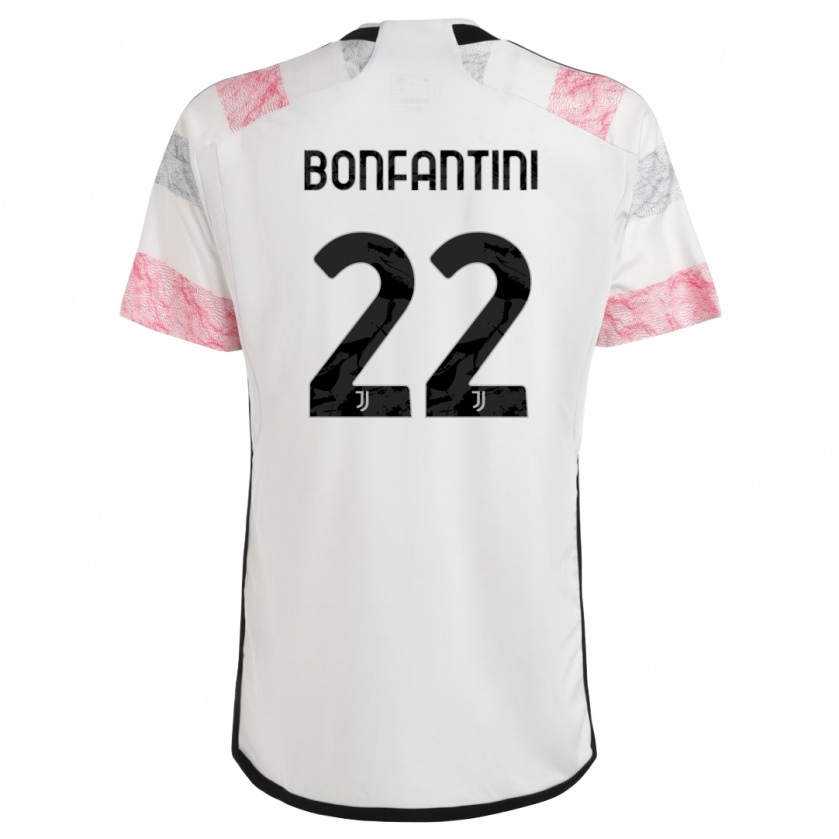 Kandiny Naisten Agnese Bonfantini #22 Valkoinen Pinkki Vieraspaita 2023/24 Lyhythihainen Paita T-Paita