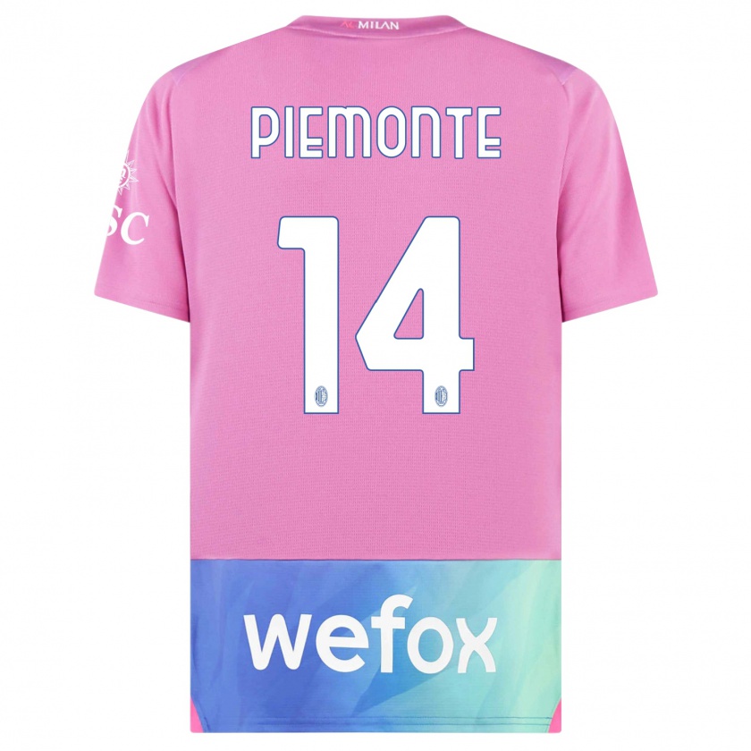 Kandiny Naisten Martina Piemonte #14 Vaaleanpunainen Violetti Kolmas Sarja 2023/24 Lyhythihainen Paita T-Paita