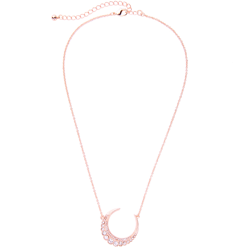 Kandiny - Diamond Moon Pendant Short Necklace