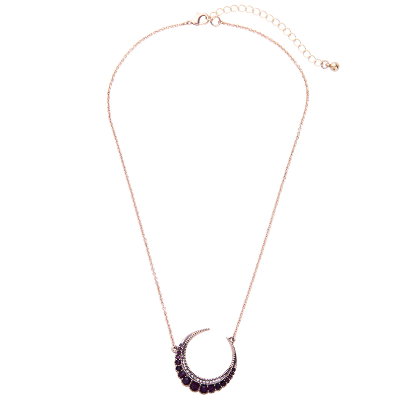 Kandiny - Simple Diamond Moon Pendant Necklace