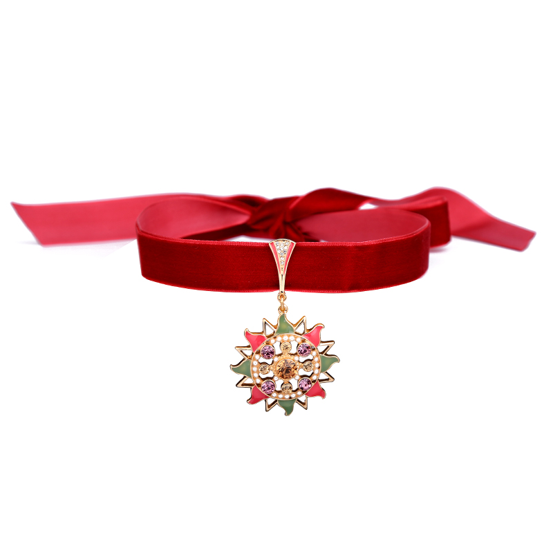 Kandiny - Red ribbon hollow pendant Necklace 01376