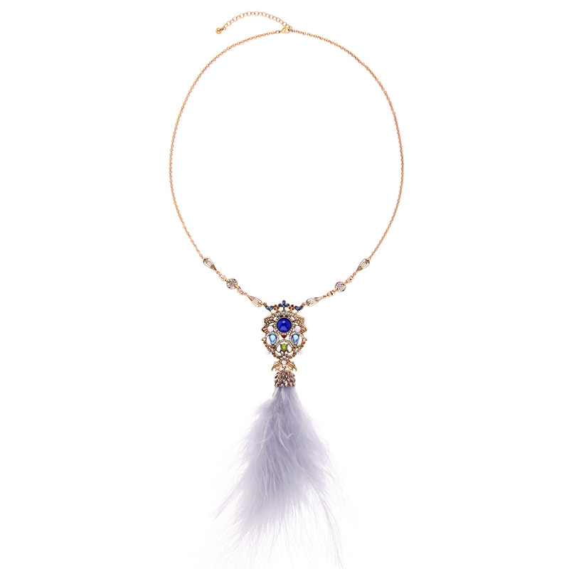 Kandiny - Diamond feather pendant Necklace 01387