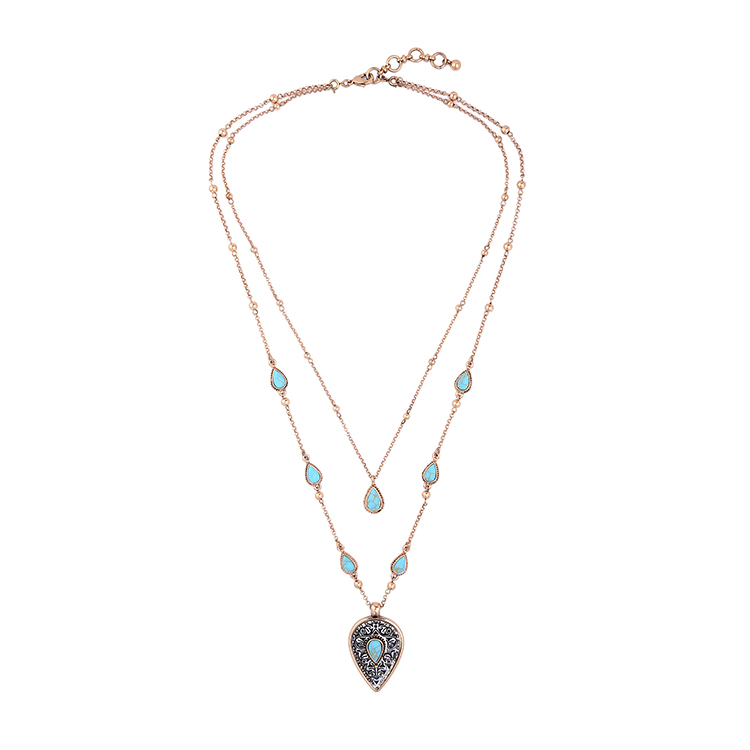 Kandiny - Geometric multi-layer natural stone simple Necklace