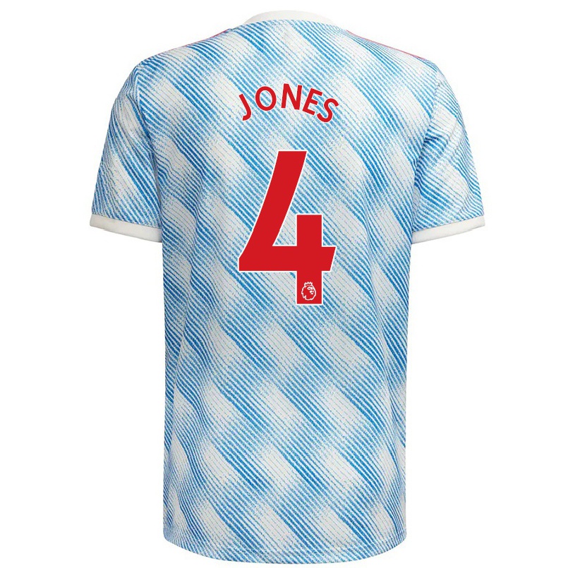 Lapset Jalkapallo Phil Jones #4 Sinivalkoinen Vieraspaita 2021/22 Lyhythihainen Paita T-paita