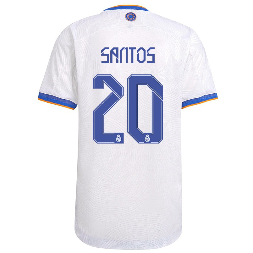 Lapset Jalkapallo Sergio Santos #20 Valkoinen Kotipaita 2021/22 Lyhythihainen Paita T-paita