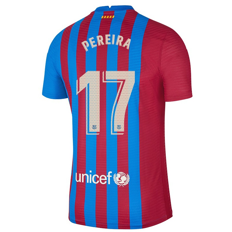 Lapset Jalkapallo Andrea Pereira #17 Kastanjanruskea Sininen Kotipaita 2021/22 Lyhythihainen Paita T-paita