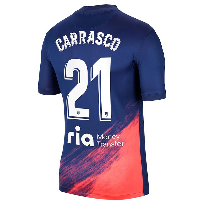 Lapset Jalkapallo Yannick Carrasco #21 Tummansininen Oranssi Vieraspaita 2021/22 Lyhythihainen Paita T-paita