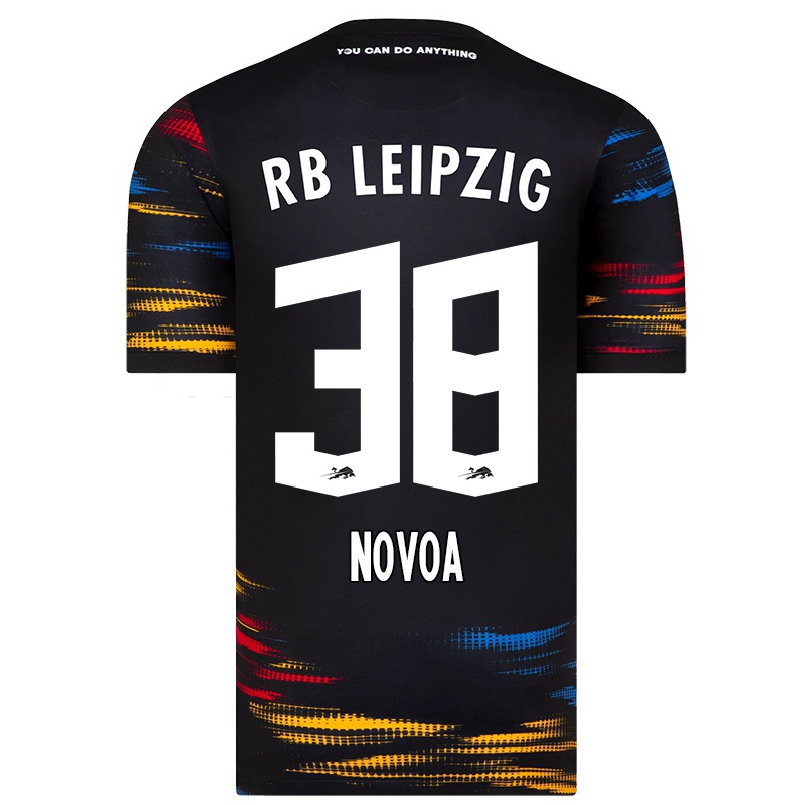 Lapset Jalkapallo Hugo Novoa #38 Musta Keltainen Vieraspaita 2021/22 Lyhythihainen Paita T-paita