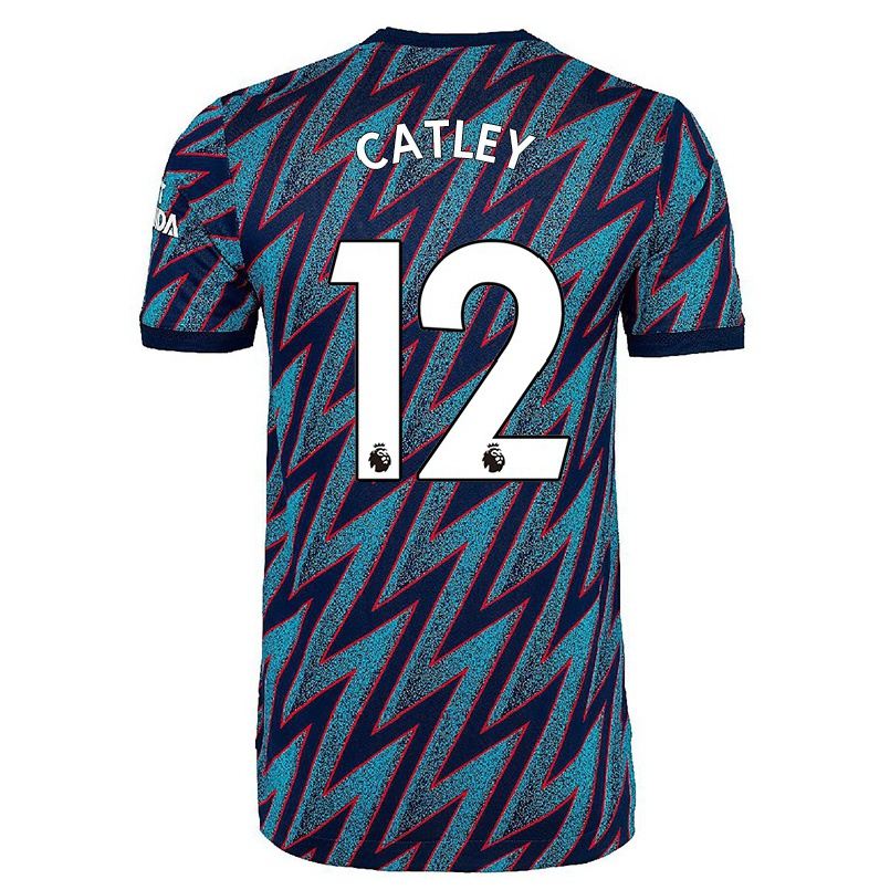 Lapset Jalkapallo Steph Catley #12 Sininen Musta 3. Paita 2021/22 Lyhythihainen Paita T-paita