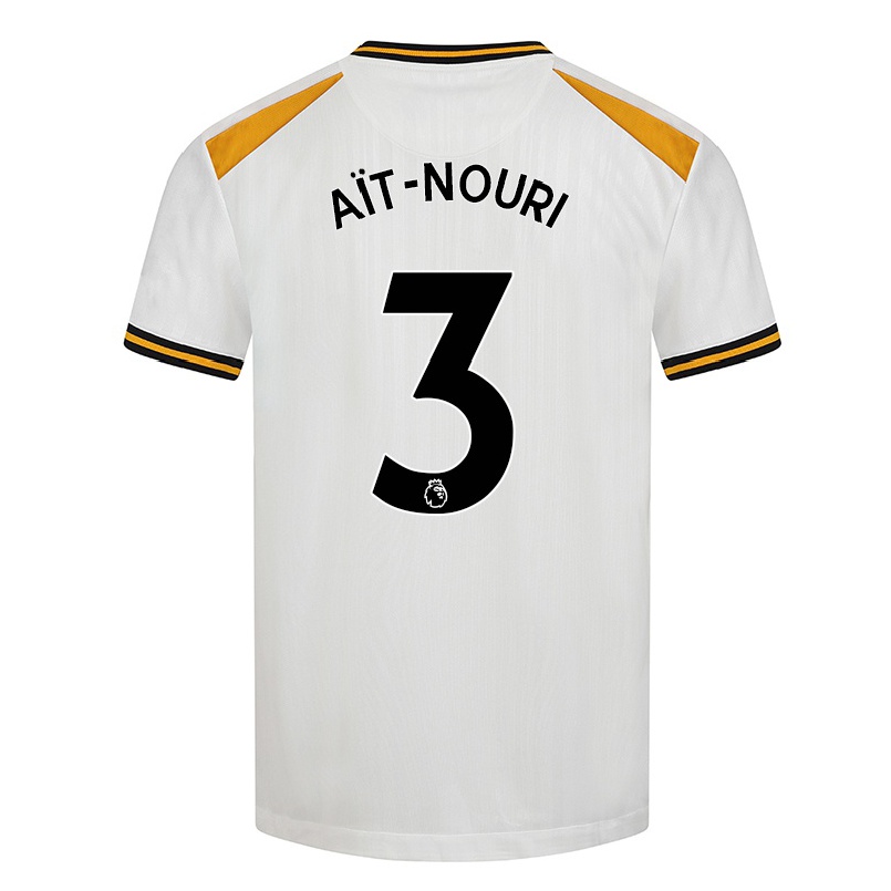 Lapset Jalkapallo Rayan Ait Nouri #3 Valkoinen Keltainen 3. Paita 2021/22 Lyhythihainen Paita T-paita