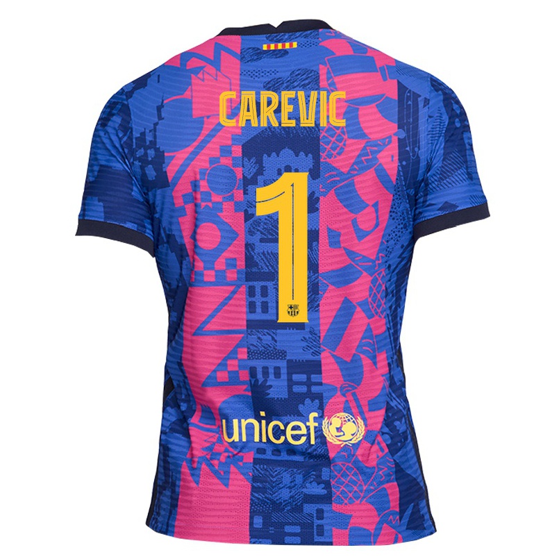 Lapset Jalkapallo Lazar Carevic #1 Sininen Ruusu 3. Paita 2021/22 Lyhythihainen Paita T-paita