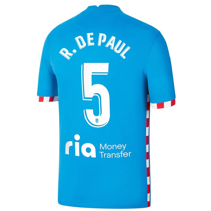 Lapset Jalkapallo Rodrigo De Paul #5 Sininen 3. Paita 2021/22 Lyhythihainen Paita T-paita