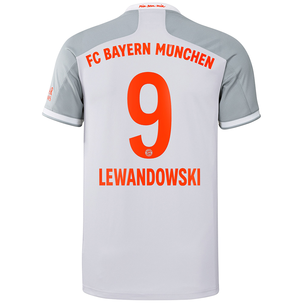 Lapset Jalkapallo Robert Lewandowski #9 Vieraspaita Harmaa Pelipaita 2020/21 Lyhythihainen Paita