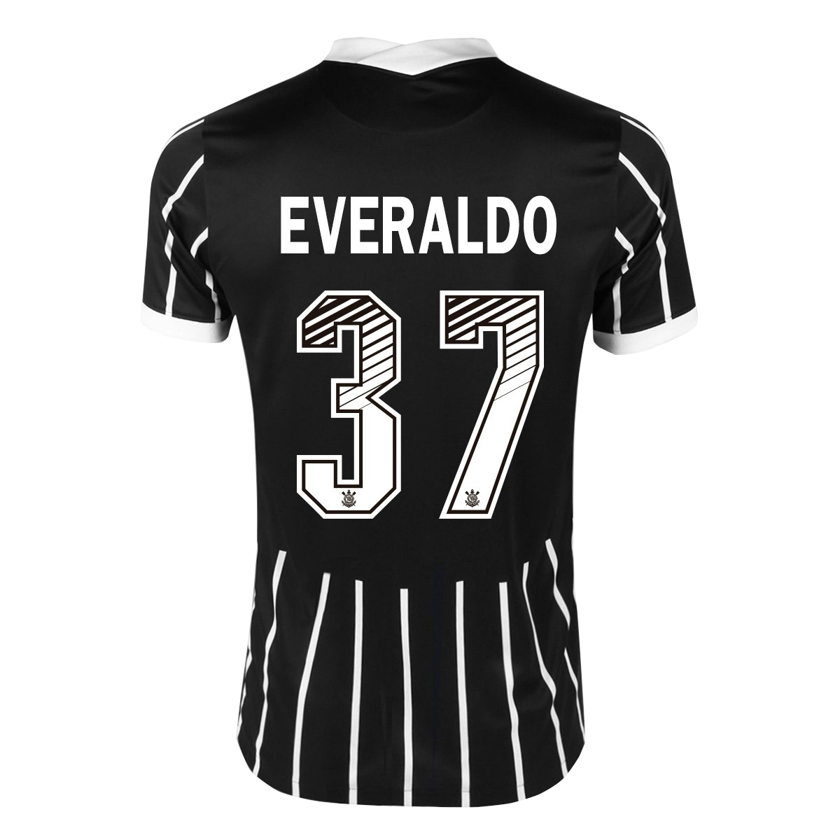 Lapset Jalkapallo Everaldo #37 Vieraspaita Musta Pelipaita 2020/21 Lyhythihainen Paita