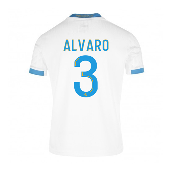 Lapset Jalkapallo Alvaro Gonzalez #3 Kotipaita Valkoinen Sininen Pelipaita 2020/21 Lyhythihainen Paita