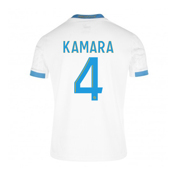 Lapset Jalkapallo Boubacar Kamara #4 Kotipaita Valkoinen Sininen Pelipaita 2020/21 Lyhythihainen Paita