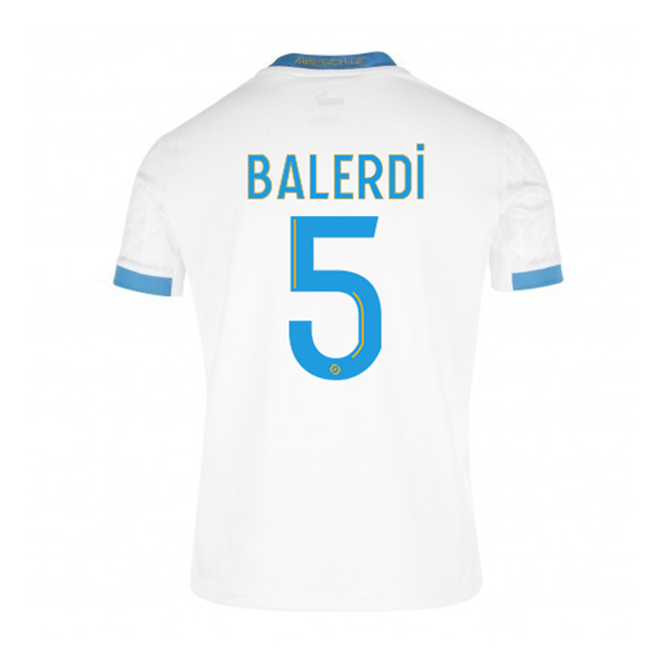 Lapset Jalkapallo Leonardo Balerdi #5 Kotipaita Valkoinen Sininen Pelipaita 2020/21 Lyhythihainen Paita