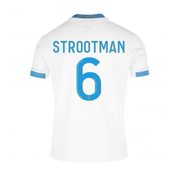 Lapset Jalkapallo Kevin Strootman #6 Kotipaita Valkoinen Sininen Pelipaita 2020/21 Lyhythihainen Paita