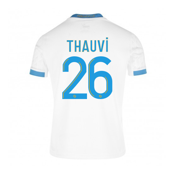 Lapset Jalkapallo Florian Thauvin #26 Kotipaita Valkoinen Sininen Pelipaita 2020/21 Lyhythihainen Paita