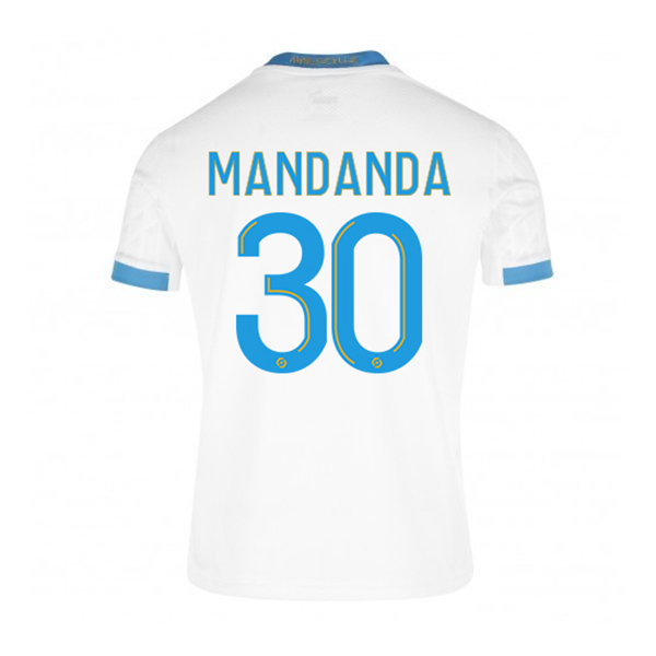 Lapset Jalkapallo Steve Mandanda #30 Kotipaita Valkoinen Sininen Pelipaita 2020/21 Lyhythihainen Paita