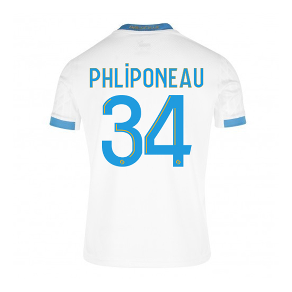 Lapset Jalkapallo Alexandre Phliponeau #34 Kotipaita Valkoinen Sininen Pelipaita 2020/21 Lyhythihainen Paita