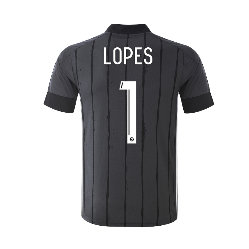 Lapset Jalkapallo Anthony Lopes #1 Vieraspaita Harmaa Pelipaita 2020/21 Lyhythihainen Paita