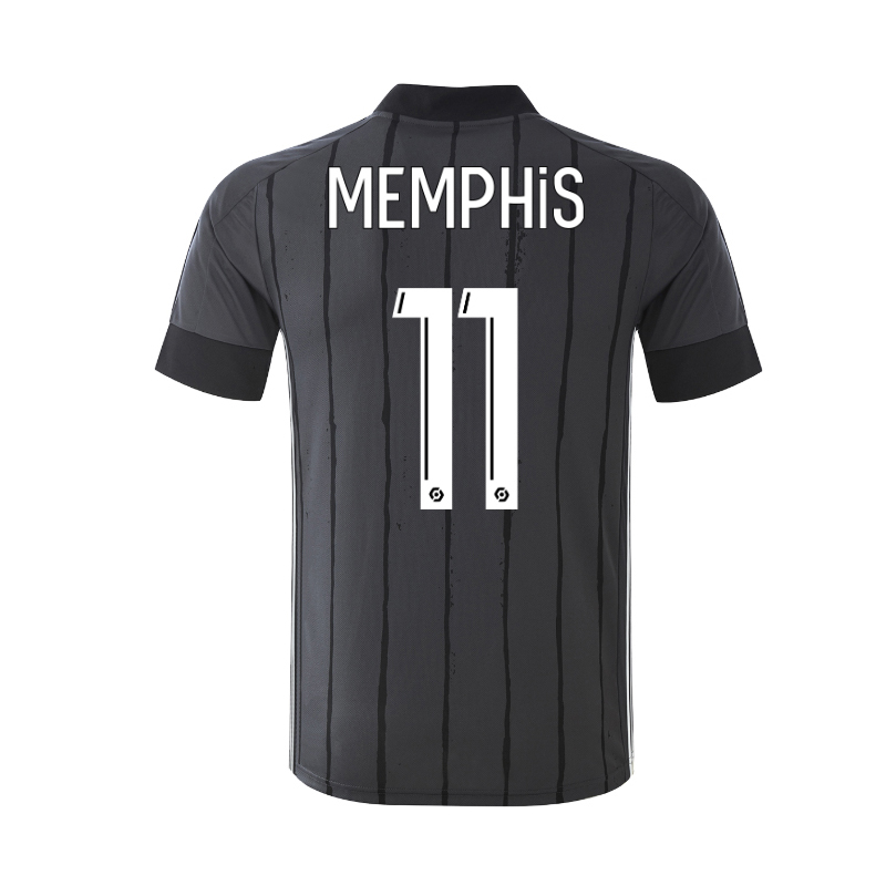 Lapset Jalkapallo Memphis Depay #11 Vieraspaita Harmaa Pelipaita 2020/21 Lyhythihainen Paita