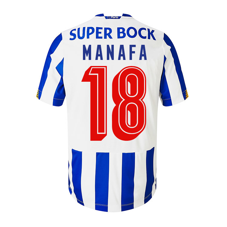Lapset Jalkapallo Wilson Manafa #18 Kotipaita Valkoinen Sininen Pelipaita 2020/21 Lyhythihainen Paita
